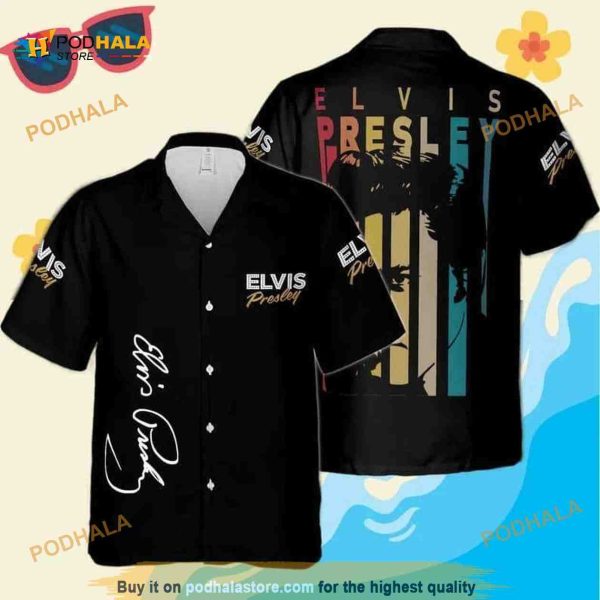 Black Aloha The King Elvis Presley Funny Hawaiian Shirt Gift For Rock Lovers