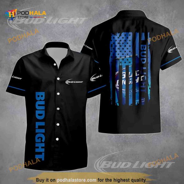 Black Bud Light Funny Hawaiian Shirt Gift For Beer Lovers