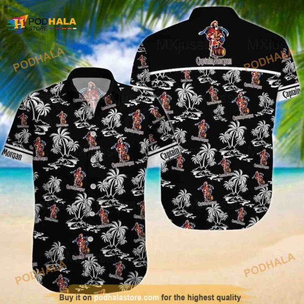 Black Captain Morgan Funny Hawaiian Shirt Island Pattern Summer Gift For Friend