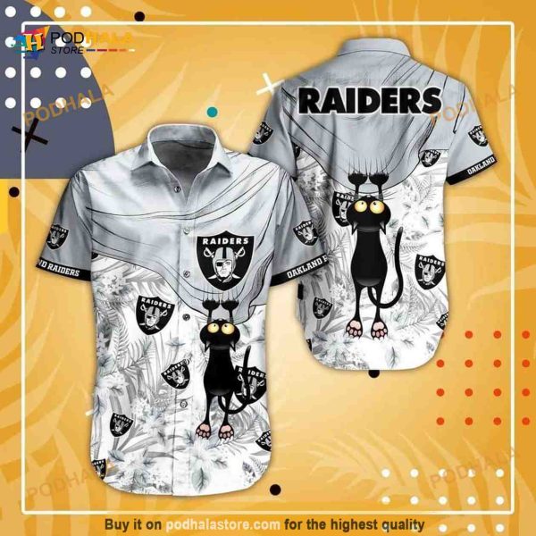 Black Cat NFL Las Vegas Raiders Funny Hawaiian Shirt