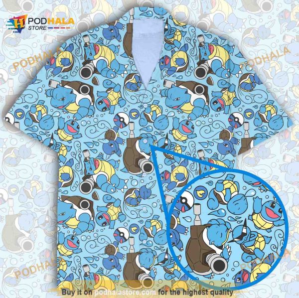 Blastoise Wartortle Squirtle Pattern Funny Hawaiian Shirt