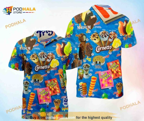 Blue Ice Cream Cornetto Summer Time Funny Hawaiian Shirt