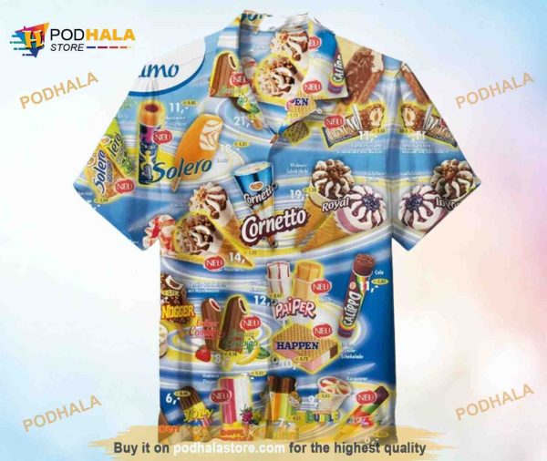 Blue Ice Cream Summer Time Funny Hawaiian Shirt