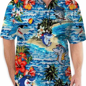 Blue Sharks Flower Hawaiian Shirt