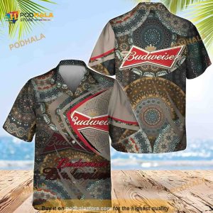 Boho Mandala Pattern Budweiser Beer Funny Hawaiian Shirt