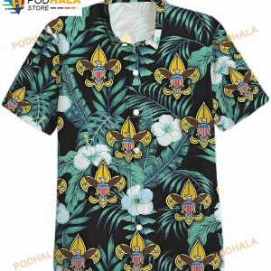 Boy Scout Cotton Casual Button Down Short Sleeves Father’s Day Hawaiian Shirt