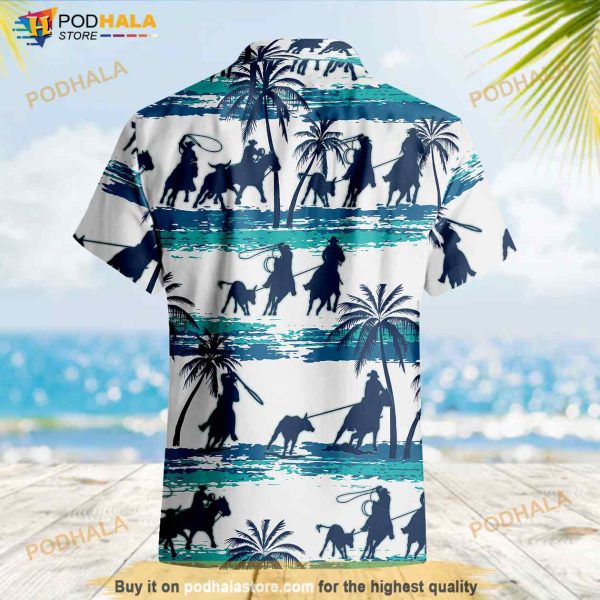 Bull Riding Pot Leaf Animal Riding Hawaiian Shirt