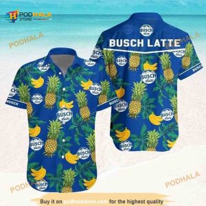 Busch Latte Beer Hawaiian Shirt Pineapple Banana