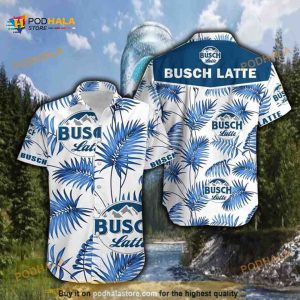 Busch Latte Summer Hawaiian Shirt Blue Leaf