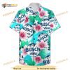 Busch Latte Tropical Palm Leaf Hibiscus Hawaiian Shirt