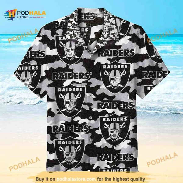 Camo Pattern NFL Las Vegas Raiders Funny Hawaiian Shirt Football Gift For Men