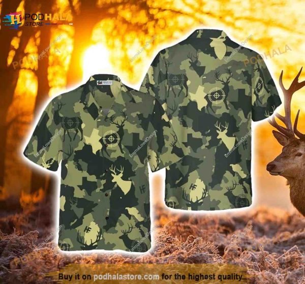 Camouflage Deer Texas Gun Hunting Funny Hawaiian Shirt