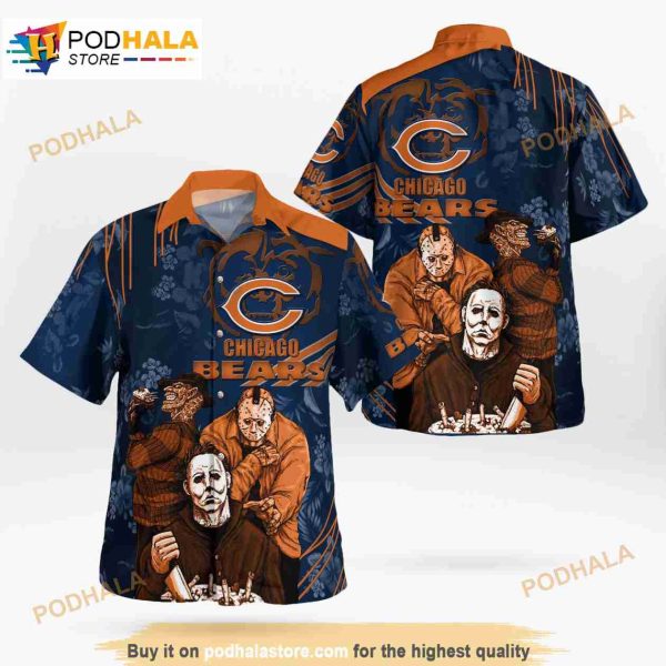 Chicago Bears Halloween Horror 3D Funny Hawaiian Shirt