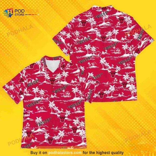 Chicago Bulls NBA Hawaiian Shirt Tree Island Pattern Gift For Beach Lovers