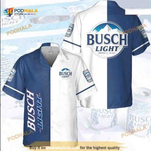 Classic Busch Light Funny Hawaiian Shirt Dual Colors Blue And White