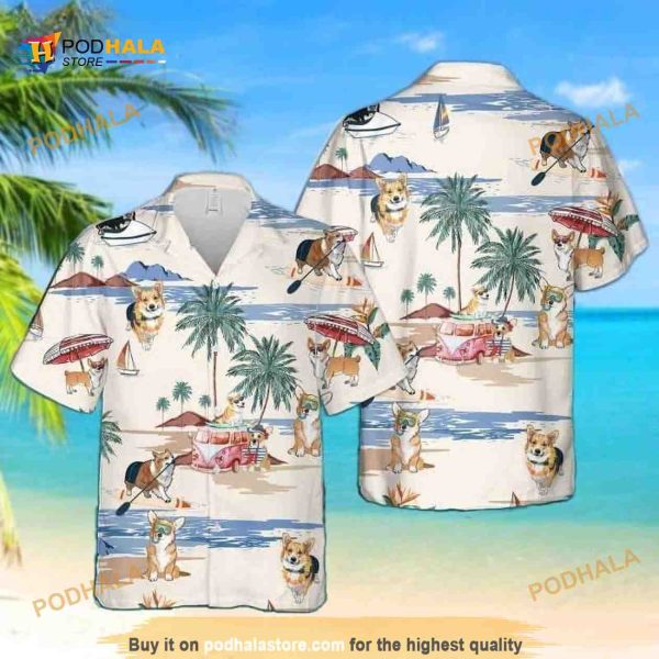 Cool Corgi Funny Hawaiian Shirt Summer Pattern Gift For Dog Mom