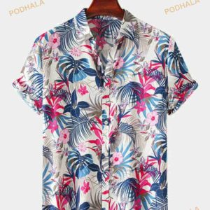 Cool Floral All Over Print Beach Us Summer Short Sleeve Hawaiian Shirt