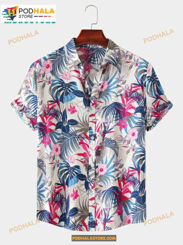 Cool Floral All Over Print Beach Us Summer Short Sleeve Hawaiian Shirt