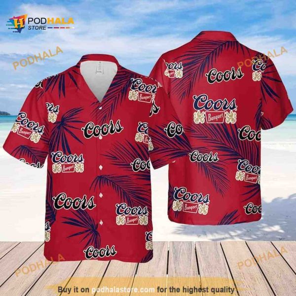 Coors Banquet Beer Palm Leaves Pattern Funny Hawaiian Shirt