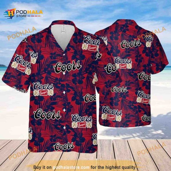 Coors Banquet Beer Tropical Flower Pattern Funny Hawaiian Shirt Beach Gift For Him