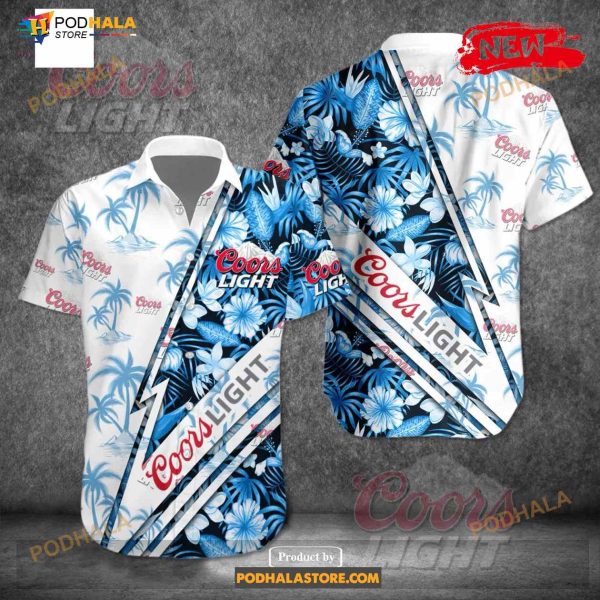 Coors Light Tropical Coconut Tree Blue Design Funny Hawaiian Shirt