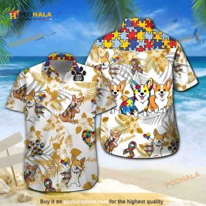 Corgi Dog Autism Funny Hawaiian Shirt Gift For Beach Lovers