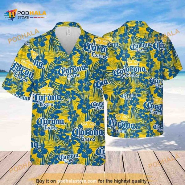 Corona Extra Tropical Flower Pattern Funny Hawaiian Shirt Beach Gift For Friend