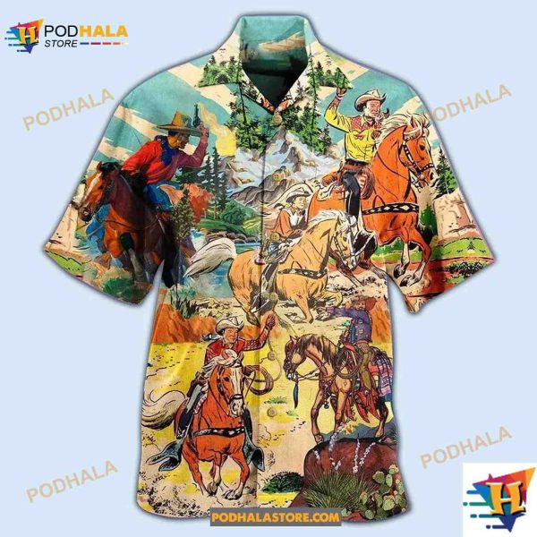 Cowboy Real Men Ride Horses Cool Hawaiian Shirt