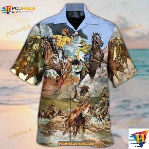 Cowboy Shootin Riding Horse Desert Hawaiian Shirt