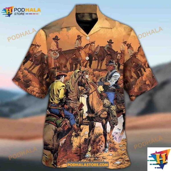 Cowboy Western Riding Horse Hawaiian Shirt