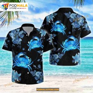 Crab Blue Maryl Crab Commercial Vacation Summer Hawaiian Shirt