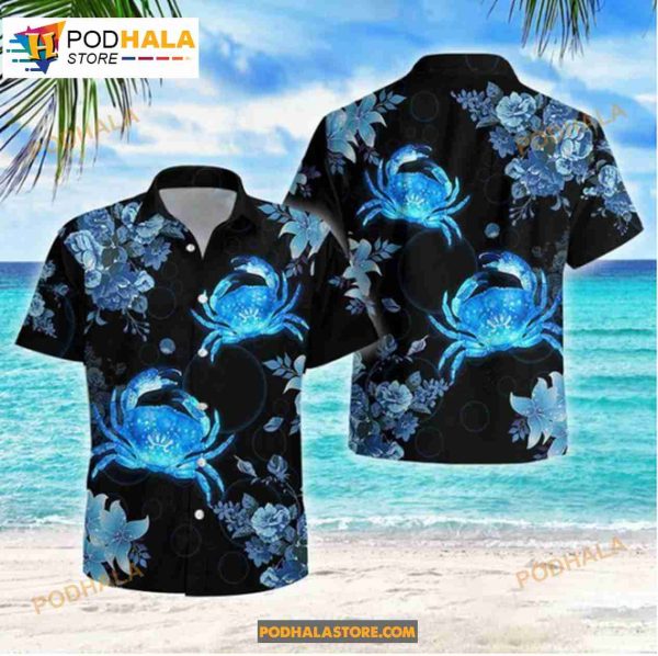 Crab Blue Maryl Crab Commercial Vacation Summer Hawaiian Shirt