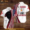 Cross Jesus Bible American Flag Tractor Farmer So God Made A Farmer Hawaiian Shirt