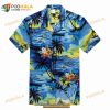 Cruise Tropical Luau Beach Party Blue Sunset Palm Tree Hawaiian Shirt