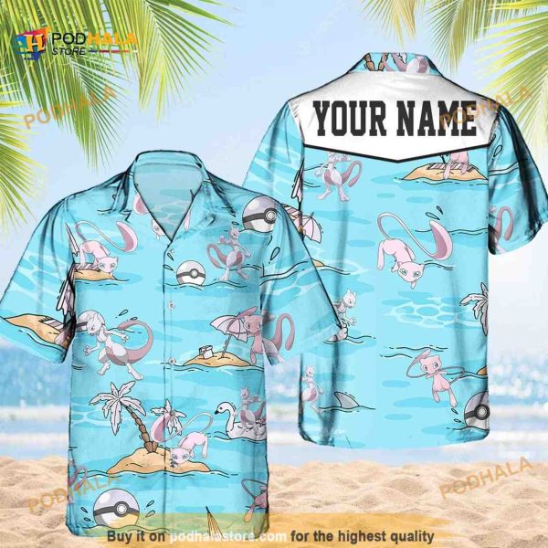 Custom Name Mewtwo Pokemon Hawaiian Shirt