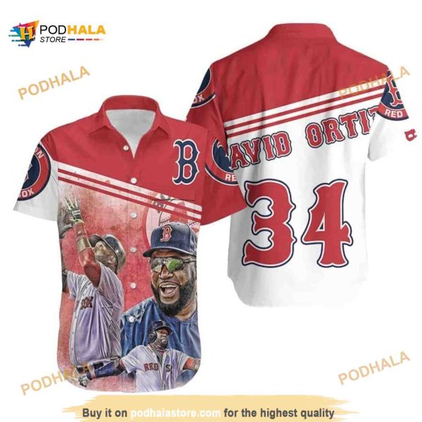 David Ortiz 34 Boston Red Sox Funny Hawaiian Shirt Baseball Fans Gift