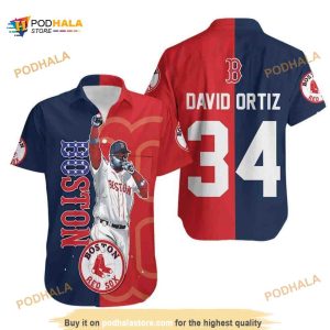 David Ortiz 34 Boston Red Sox Funny Hawaiian Shirt Gift For Baseball Fans