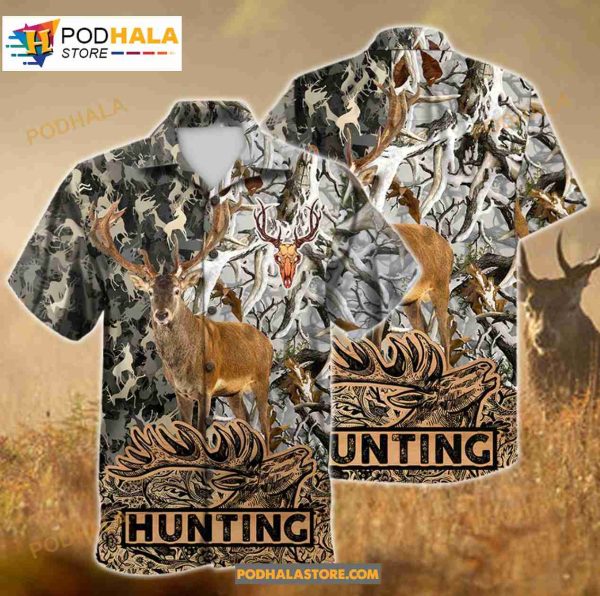 Deer Hunting Camouflague Pattern Hunting Hawai Father’s Day Hawaiian Shirt