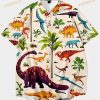 Dinosaurs Cartoon Beach Summer Beach Vintage Button Down Hawaiian Shirt