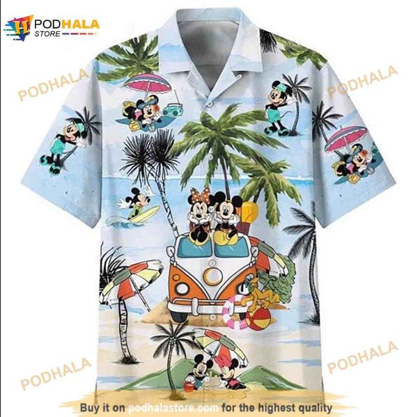 Disney Mickey And Minnie Print Funny Hawaiian Shirt