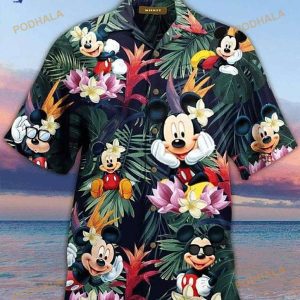 Disney Mickey Mouse Tropical Print Hawaiian Shirt