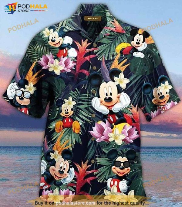 Disney Mickey Mouse Tropical Print Hawaiian Shirt