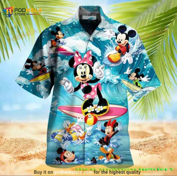 Disney Minnie Mouse Surfing Funny Hawaiian Shirt