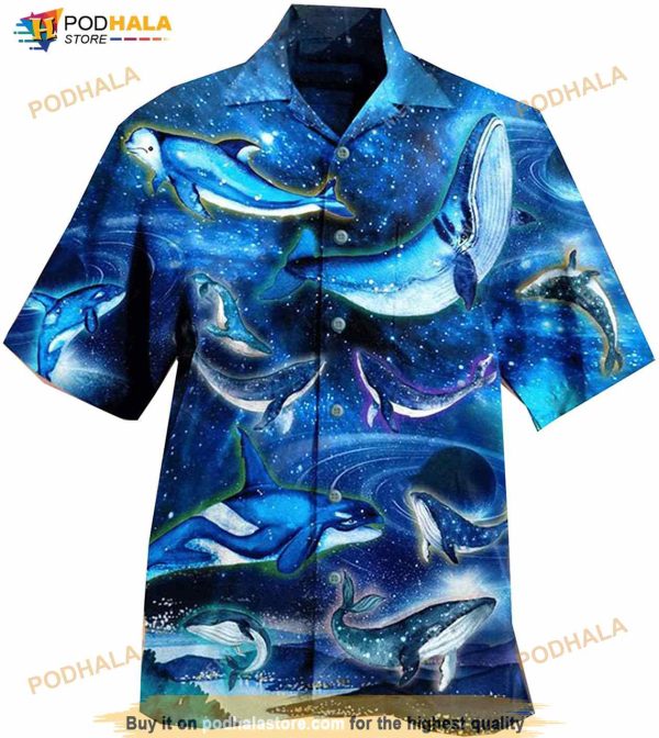 Dolphin Animal Blue Galaxy Hawaiian Shirt