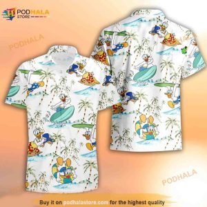 Donald Duck Surfing Summer Funny Hawaiian Shirt