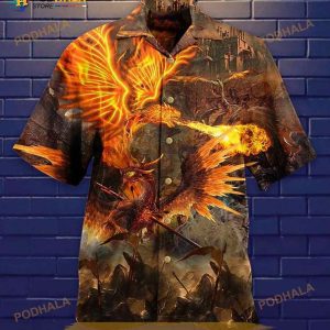 Dragon Fire Print Hawaiian Shirt