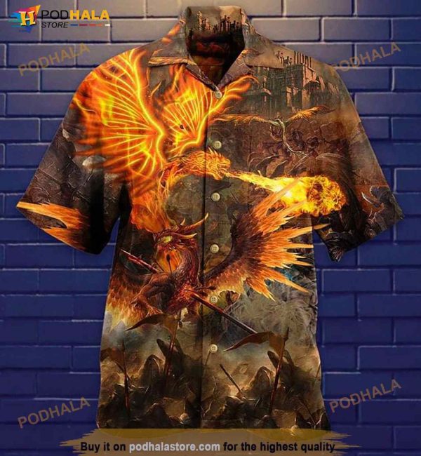 Dragon Fire Print Hawaiian Shirt