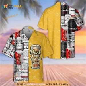 Drink More Budweiser Beer Funny Hawaiian Shirt