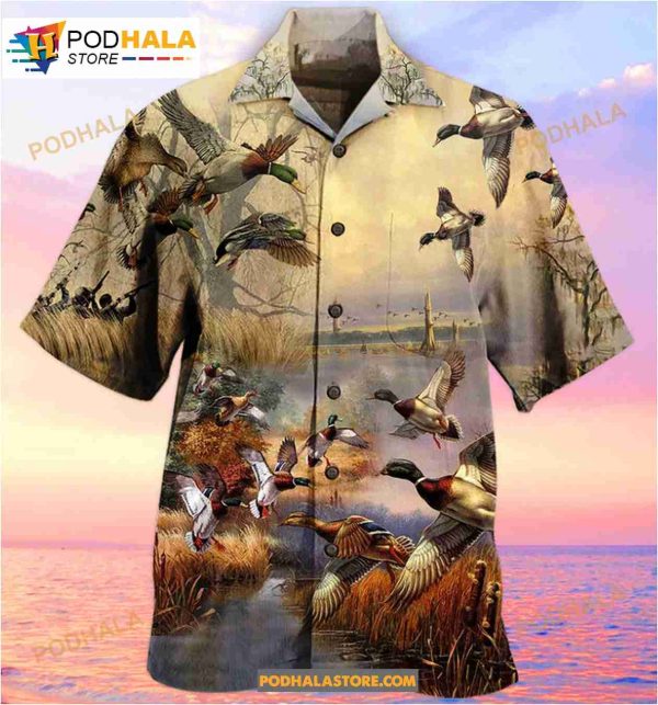 Ducks Amazing Vintage Limited Intage Tropical Chest Pocket Casual Fit Duck Icon Hawaiian Shirt