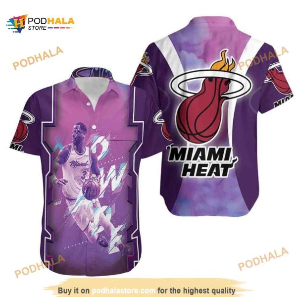 Dwyane Wade 3 Miami Heat Funny Hawaiian Shirt Legend Vice Background